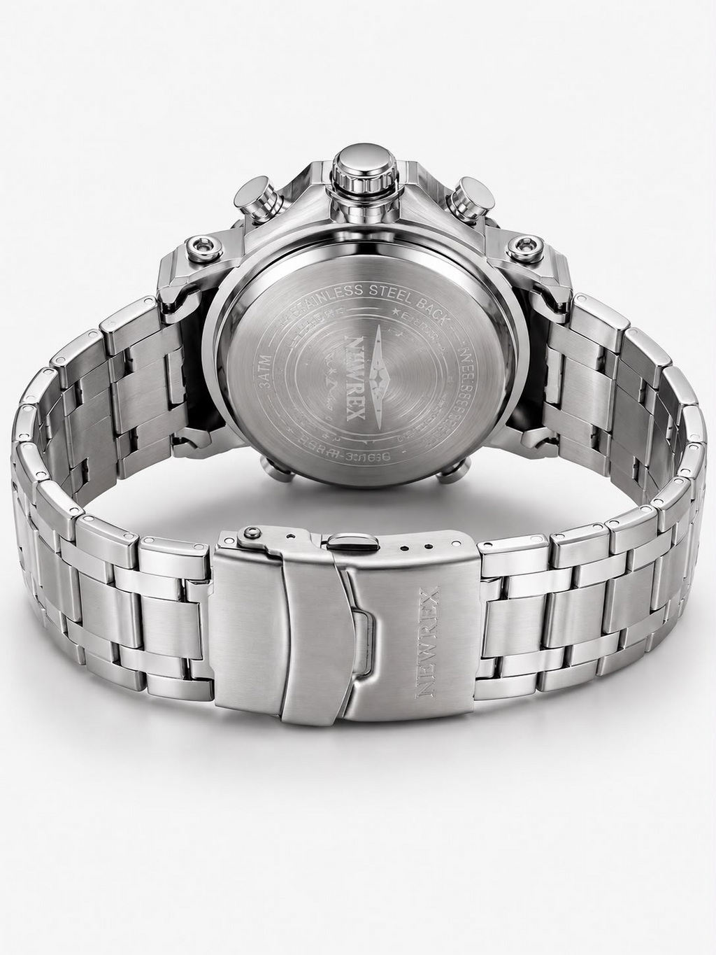 Relógio Newrex Steel em Aço Inoxidável – Cronômetro e Calendário