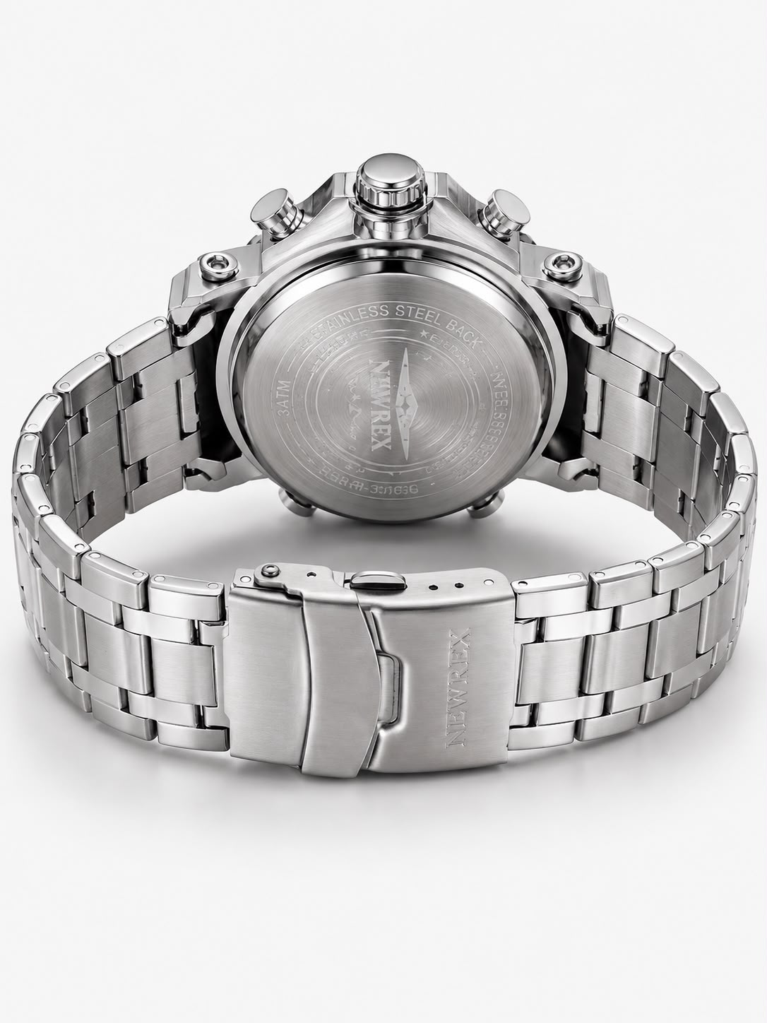 Relógio Newrex Steel em Aço Inoxidável – Cronômetro e Calendário